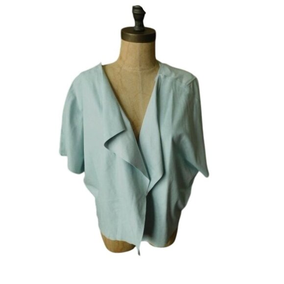 Chico's Size L Large (2) Faux Leather Short Sleeve Jacket Top - Picture 1 of 4